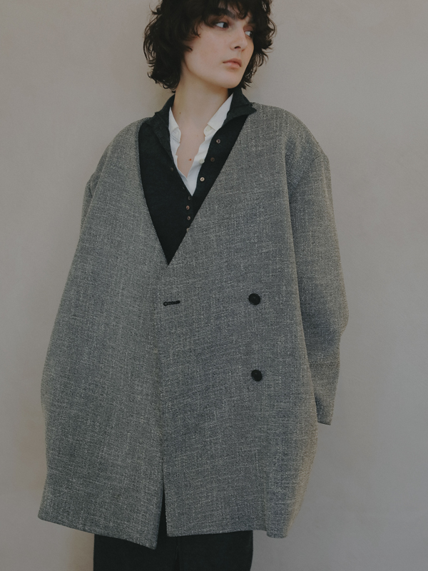 ノーカラーキルティングライナーボクシージャケット