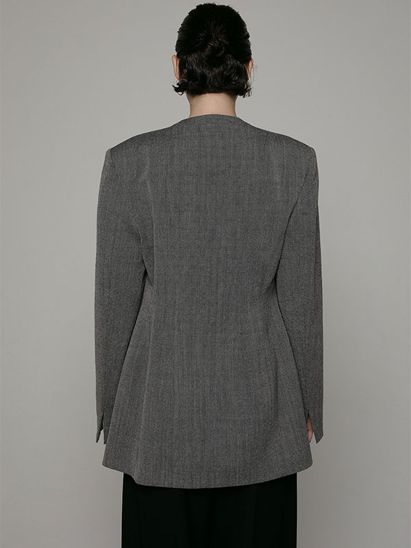 ジャケット・アウター sante by etre tokyo SANTEウエストシェイプノーカラージャケット(S GREY): アウター