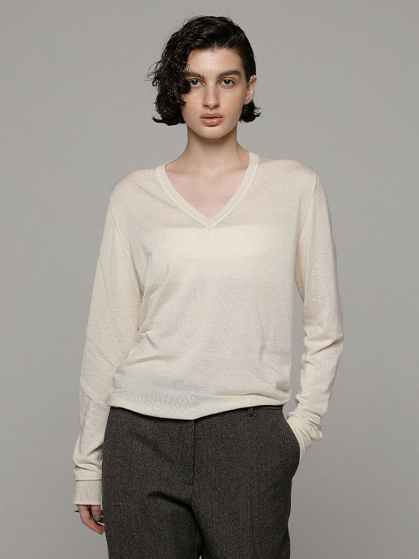 SANTEシルクカシミヤVネックニットプルオーバー