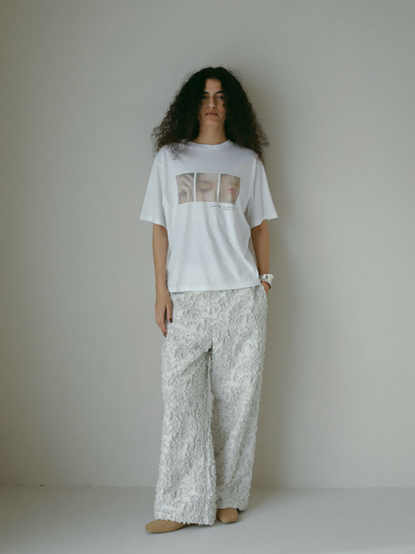 カットジャガードセミワイドパンツ(S OFF WHITE): ボトムス