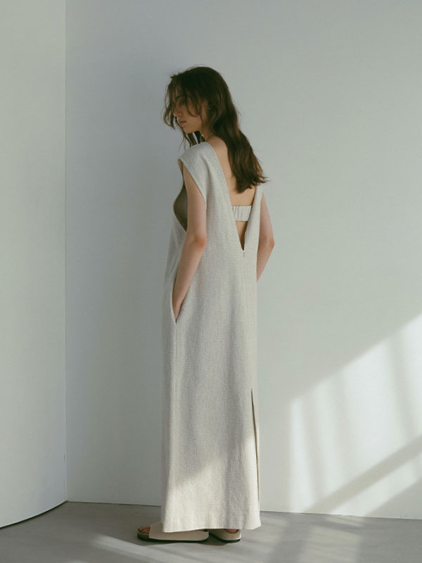美品★ETRÉ TOKYO ベージュ リネンワンピース ETRE TOKYO ベルテッドリネンワンピース BEIGE ベージュ