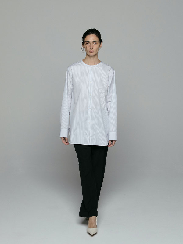 SANTEアクセサリーボタンノーカラーシャツ