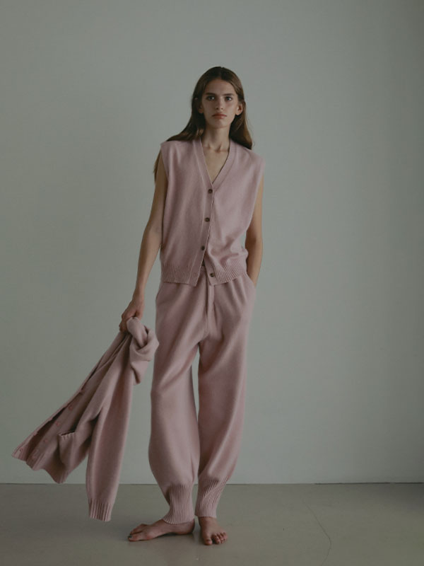 プレーンステッチVネックニットベスト