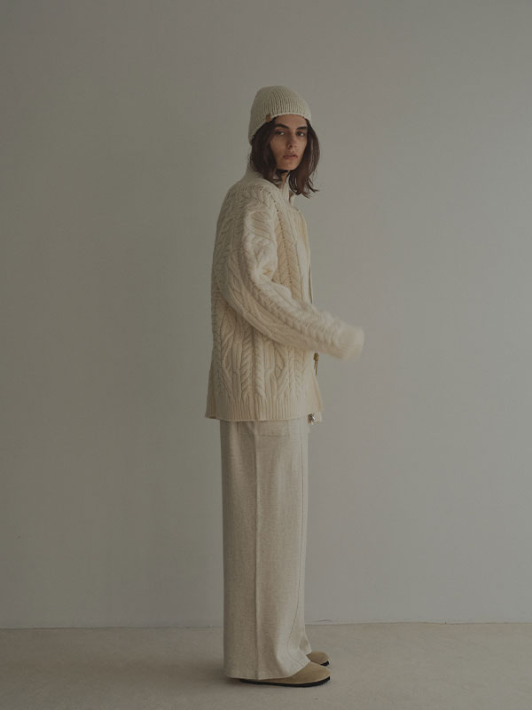 ダブルジップケーブルニットカーディガン