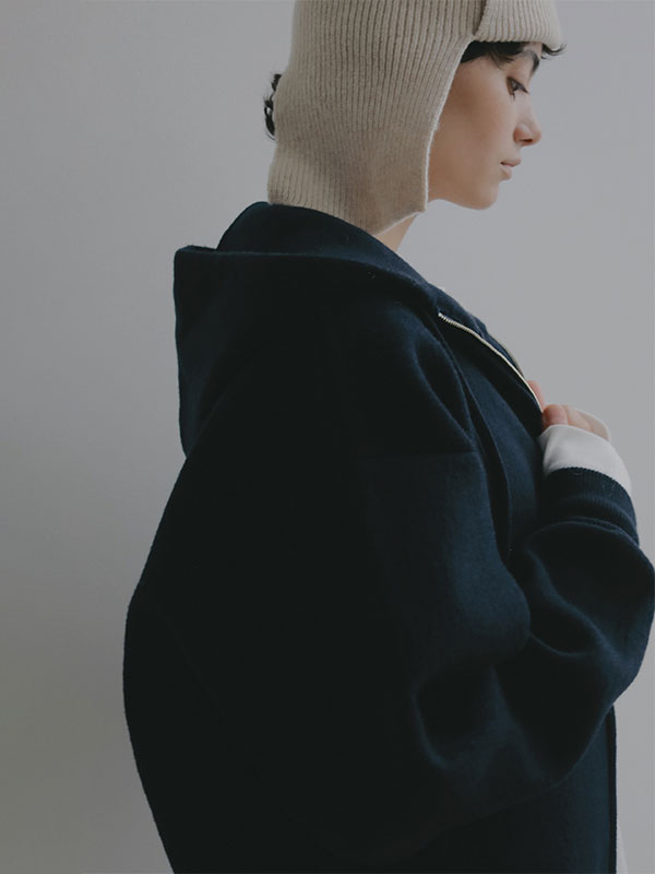 ダブルフェイスオーバーサイズニットパーカー(F LIGHT GREY): トップス