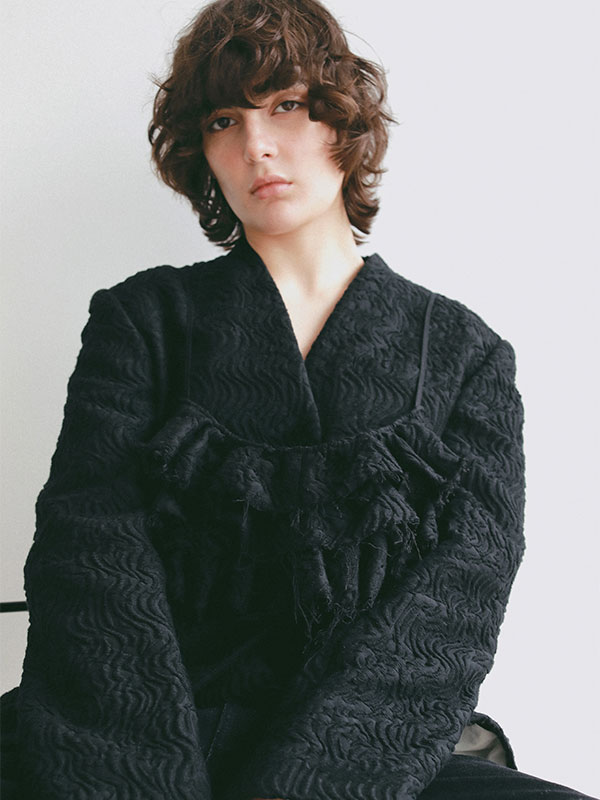 ジャガードノーカラージャケット