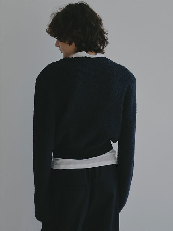 ファンシーヤーンクルーネックニットカーディガン