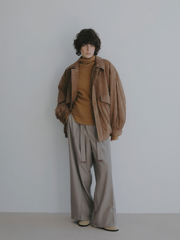 ベルテッドタックワイドパンツ