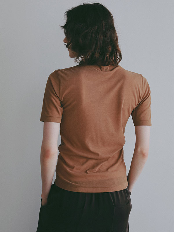 ハーフスリーブハイネックシアープルオーバー