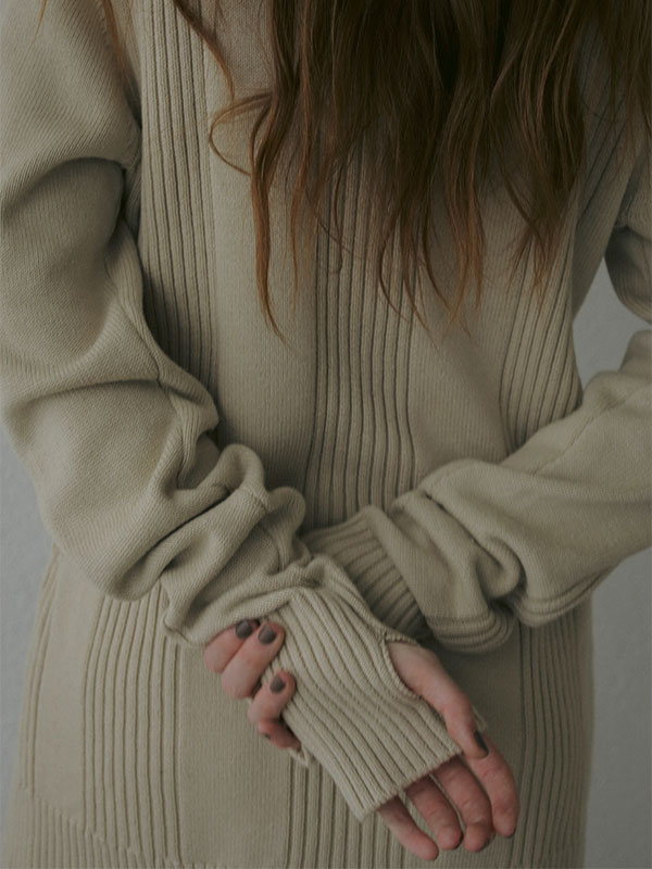 ランダムリブVネックニットカーディガン