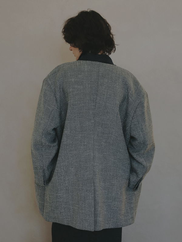 ノーカラーキルティングライナーボクシージャケット