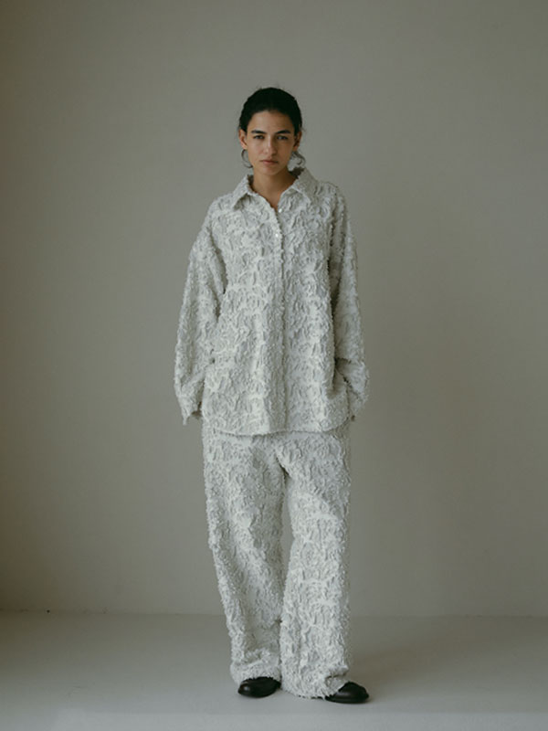 カットジャガードセミワイドパンツ(S OFF WHITE): ボトムス カットジャガードセミワイドパンツ(S OFF WHITE): ボトムス