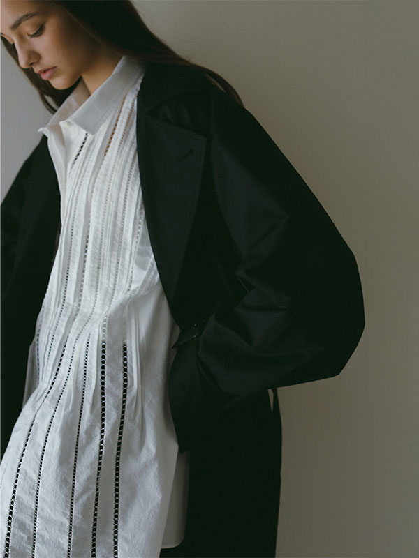 ハシゴレースソフトワッシャーシャツ