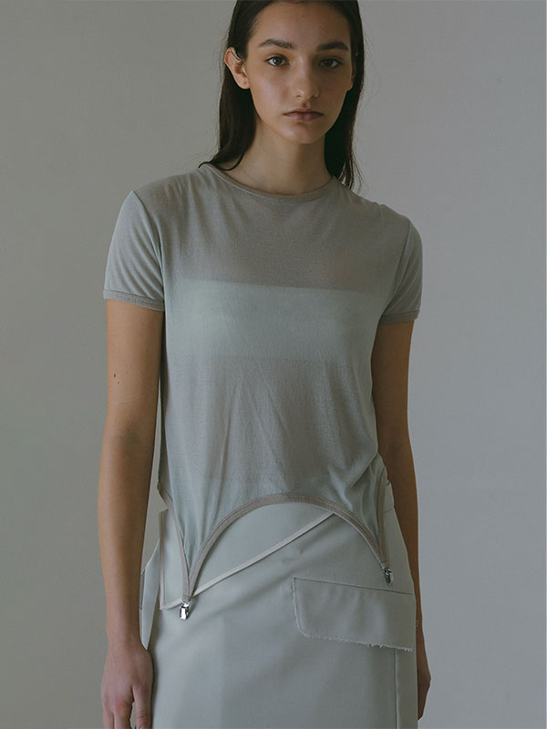 ガーターディテールリンガーTee(F IVORY): トップス │ ETRE