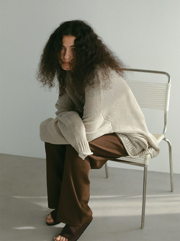 ソフトシアーワイドニットパンツ