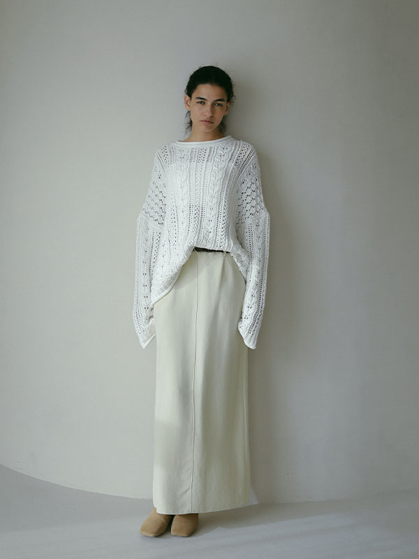 ナローストラップレザーメッシュミュール(36 OFF WHITE