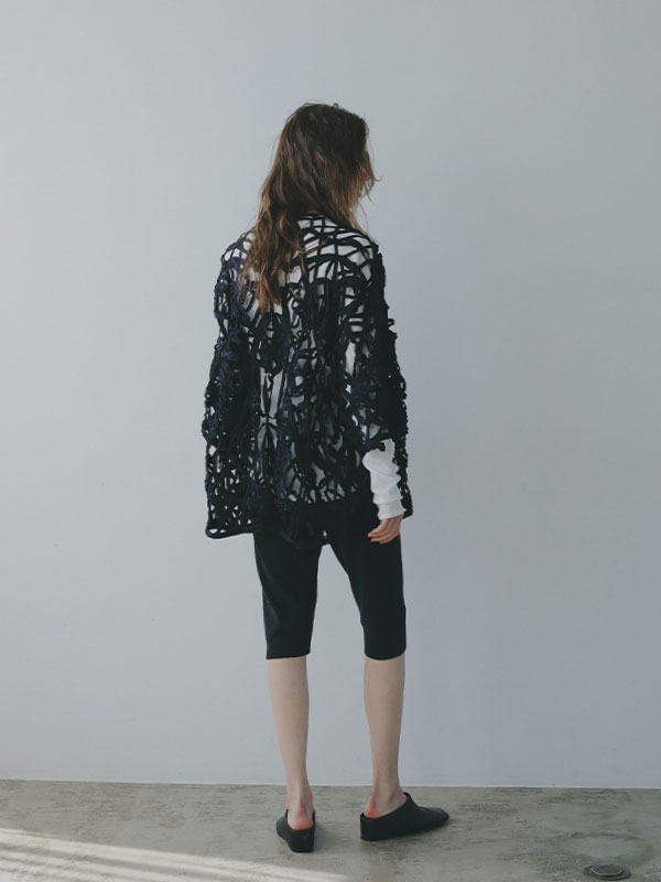 ブレードパターンノーカラーシャツ(F OFF WHITE): トップス