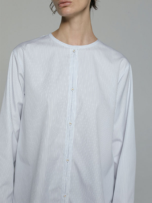 SANTEアクセサリーボタンノーカラーシャツ