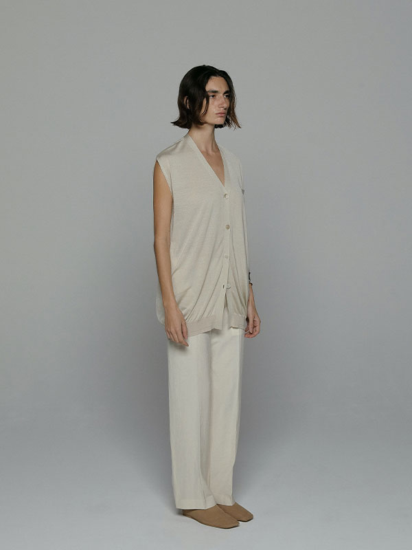 SANTEシルクVネックニットベスト(F BEIGE): トップス │ ETRE