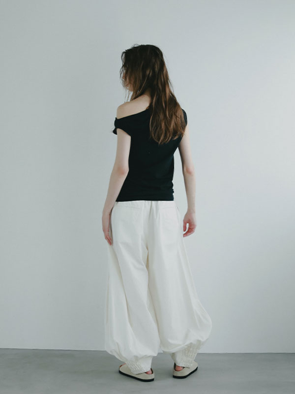 コットンシルクカーヴィーパンツ