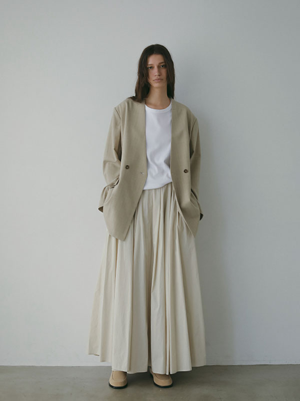 サイロスパンノーカラーダブルブレストジャケット