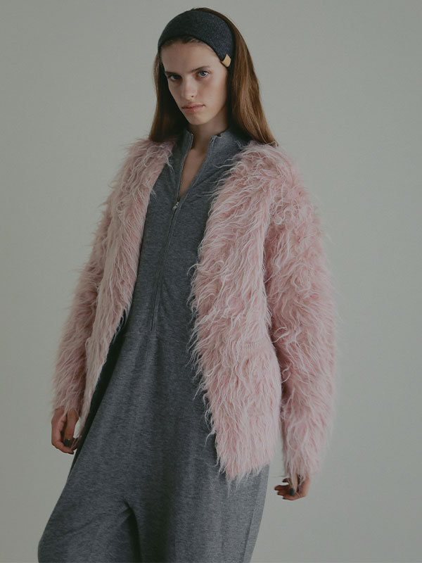 ダブルフェイスヘアリーニットカーディガン