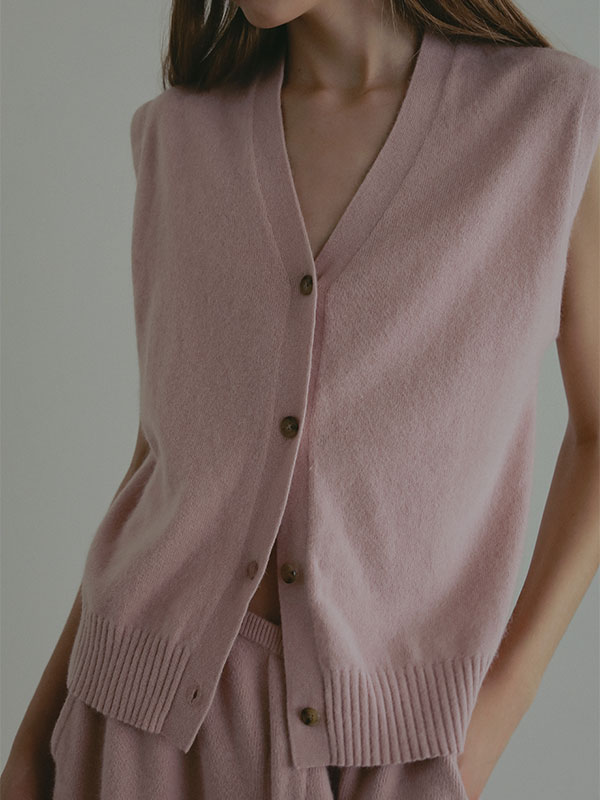 プレーンステッチVネックニットベスト