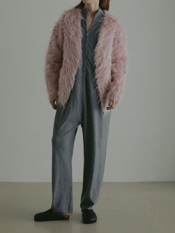 フロントファスナーニットオールインワン(S BEIGE): ワンピース