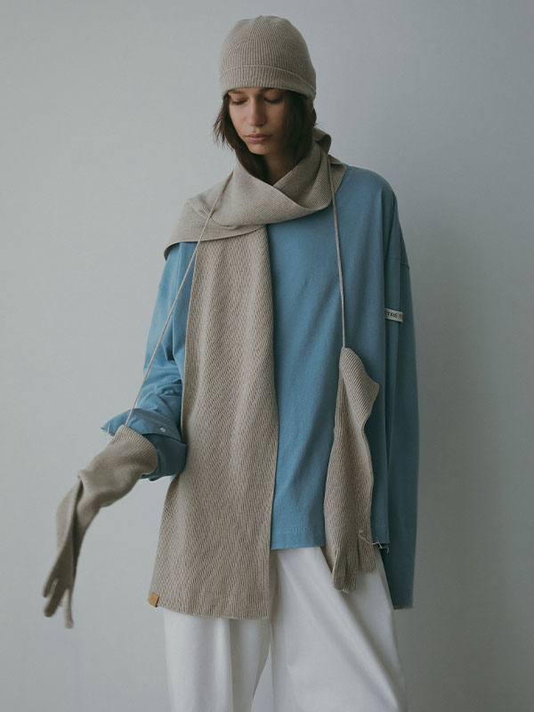 ホールガーメントストールニットキャップ