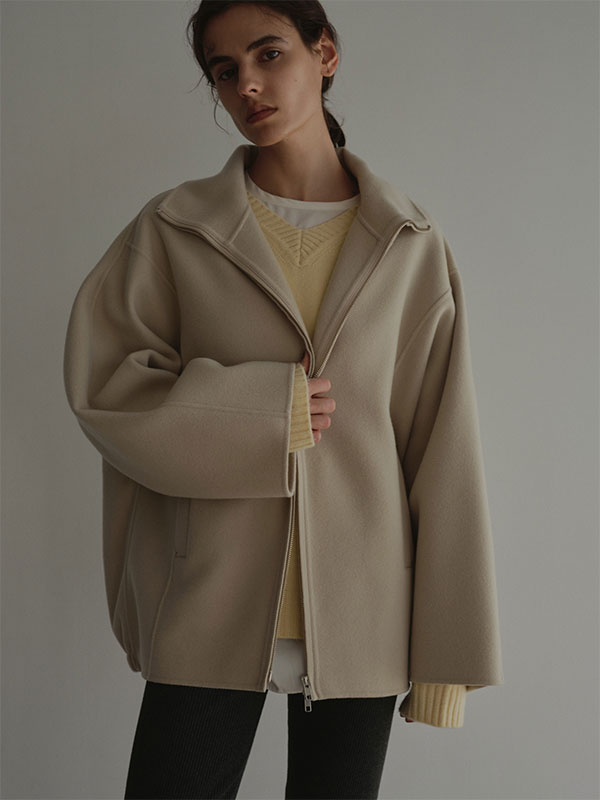 メルトンスタンドネックリバーブルゾン