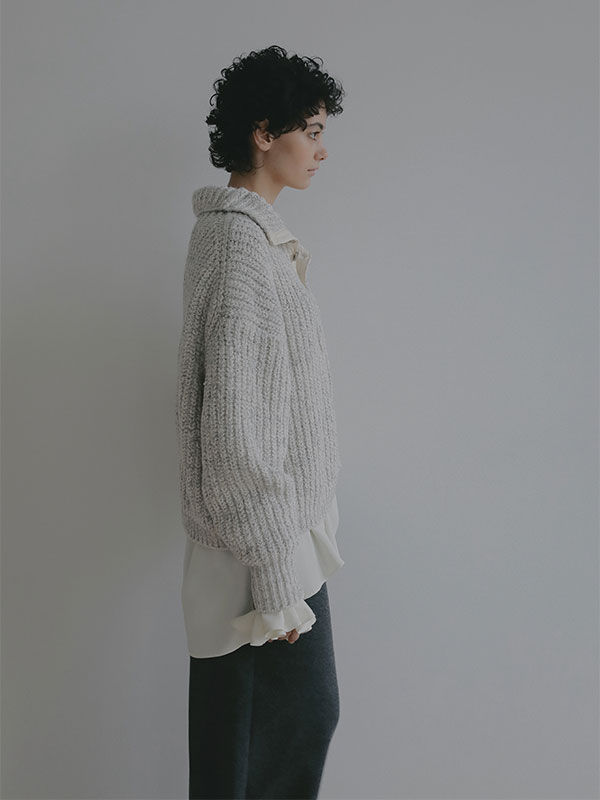 ブークレモールヤーンハイネックニットプルオーバー