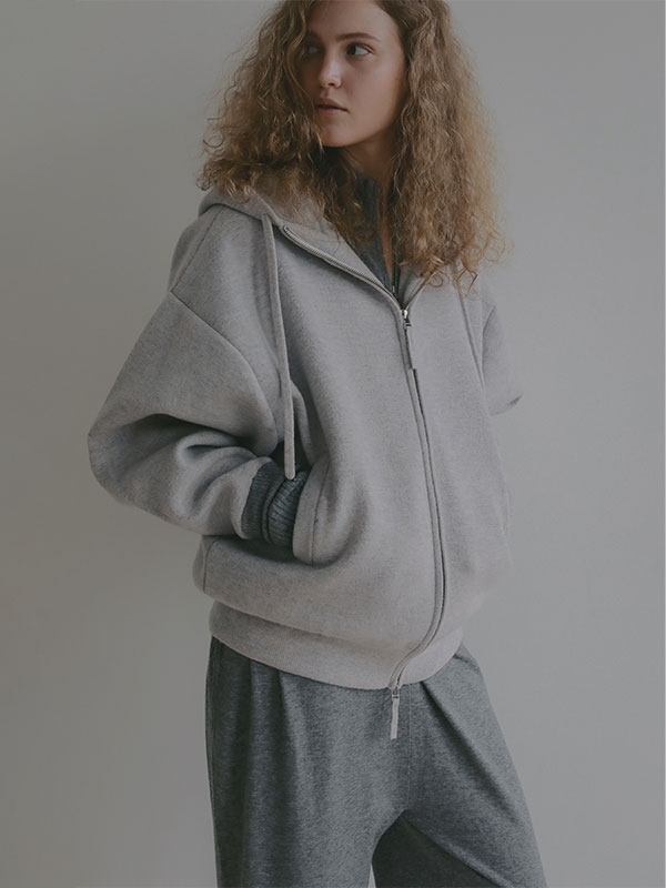 ダブルフェイスオーバーサイズニットパーカー