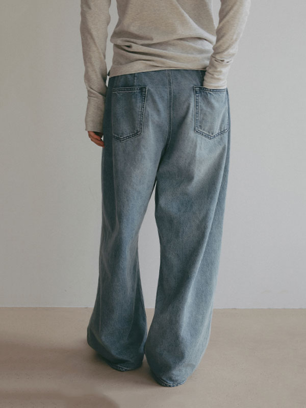 デニムタックワイドパンツ