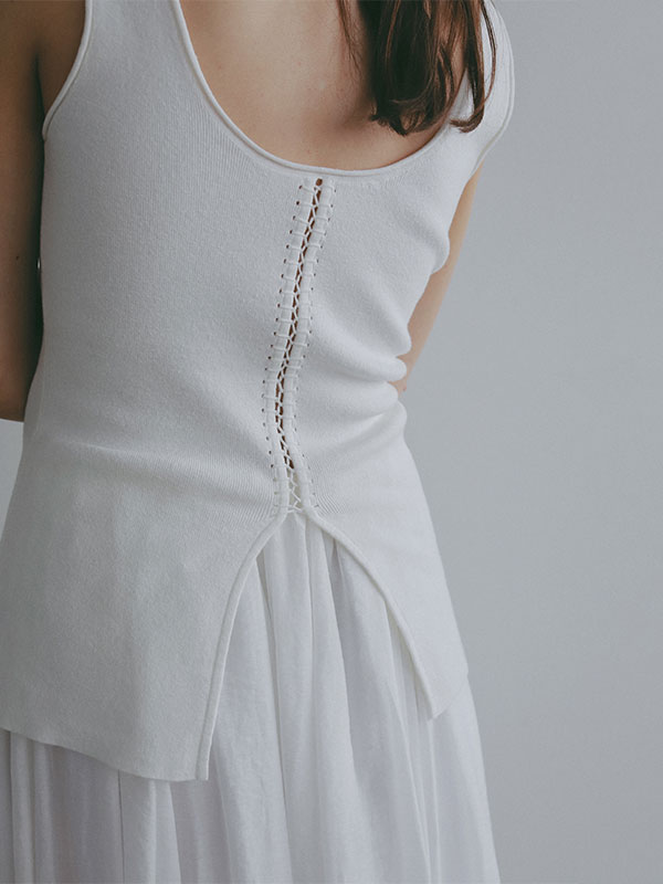 レースアップ2wayニットタンク