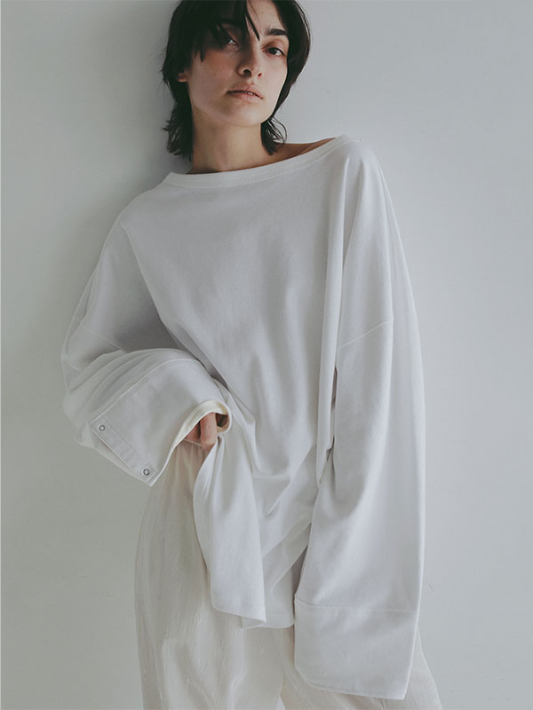 ボートネックカフスロンTee