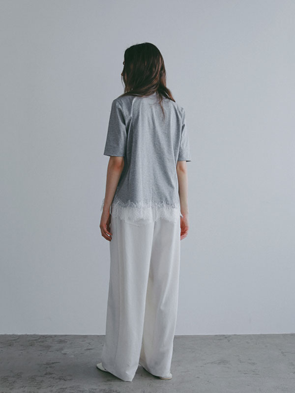 クルーネックヘムレースTee