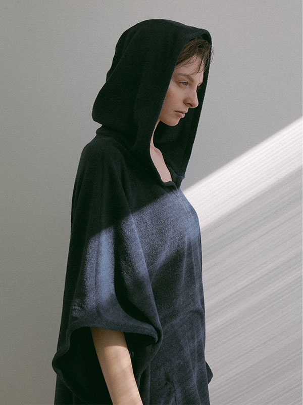 フェードパイルフードポンチョ