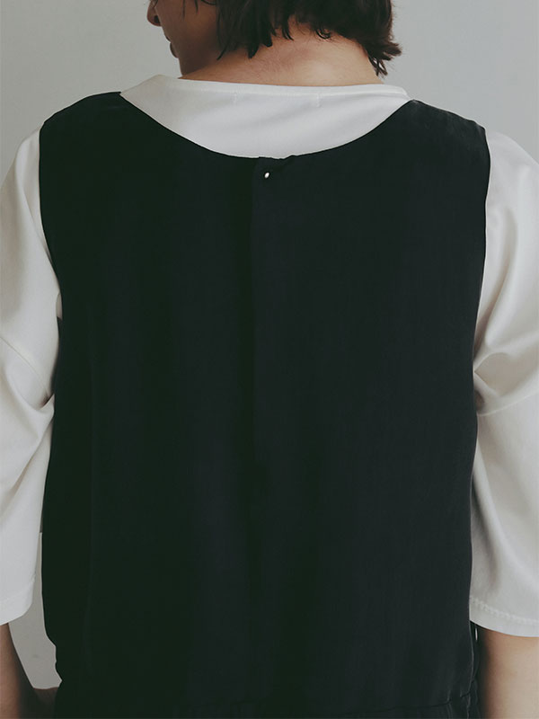 クルーネックキュプラタンクオールインワン