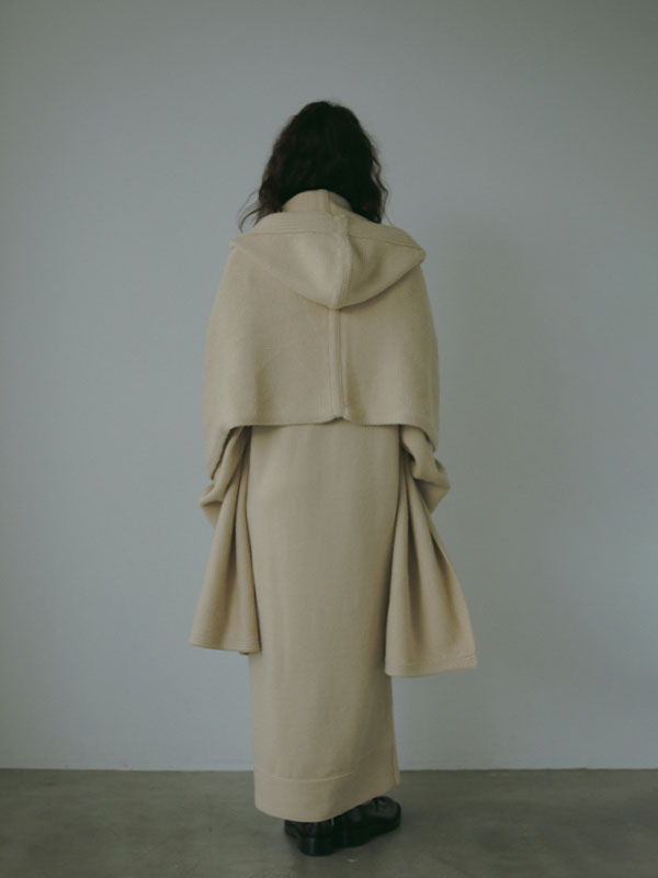 フーディーストールニットロングワンピース