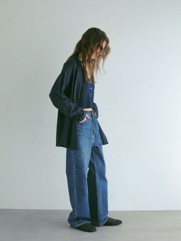 three dots パウダリーコットンジャケット(M OFF WHITE