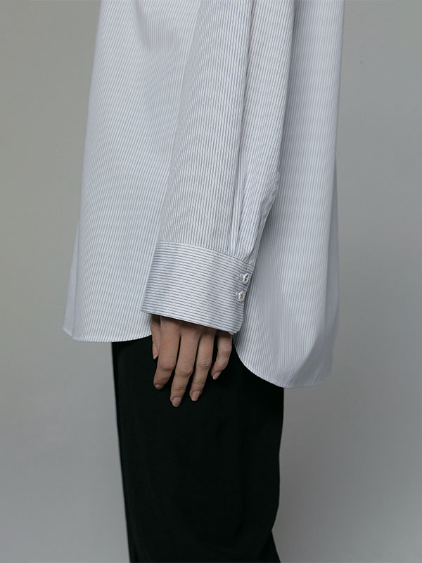 SANTEアクセサリーボタンノーカラーシャツ