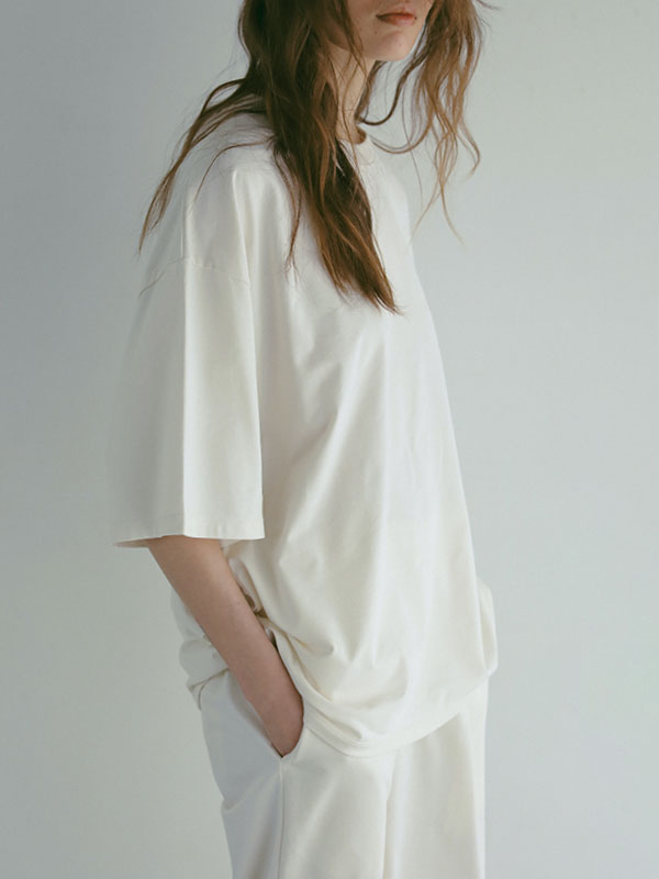 最高級 three dots パウダリーコットンTee(F OFF WHITE): トップス トップス