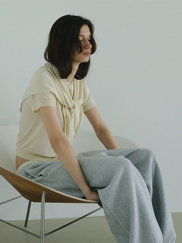 ハーフスリーブブークレニットカーディガン