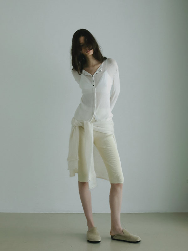 ホールガーメントニットバイカーパンツ(S IVORY): ボトムス