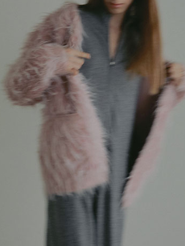 ダブルフェイスヘアリーニットカーディガン