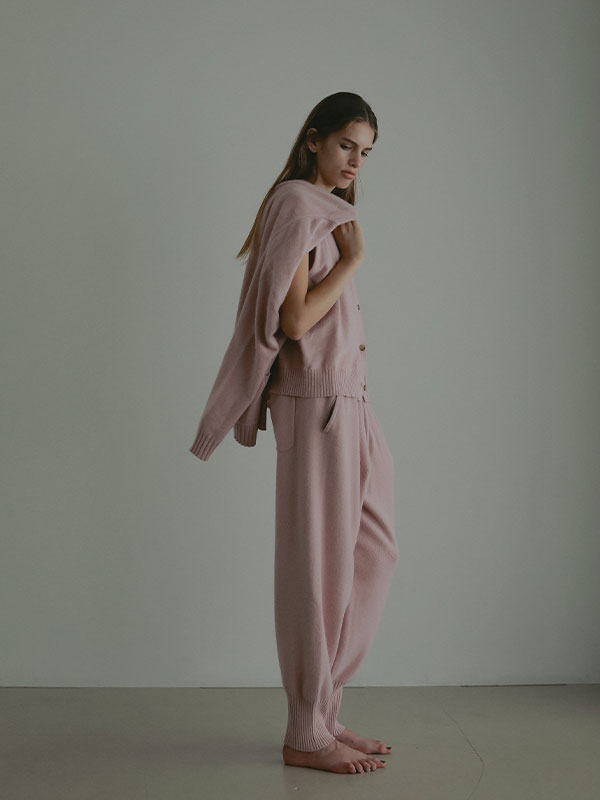 プレーンステッチVネックニットベスト