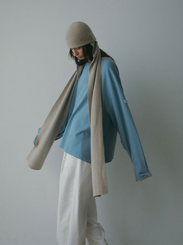 ホールガーメントストールニットキャップ