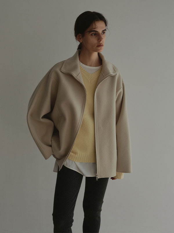 メルトンスタンドネックリバーブルゾン