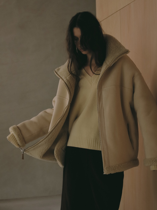 リバーシブルボアブルゾン