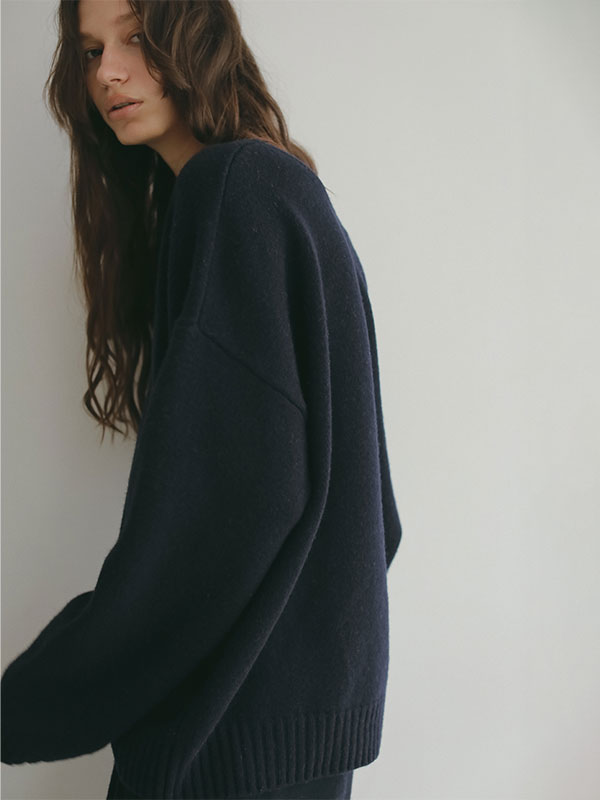 etretokyo Vネックルージーニットトップス ネイビー Vネック2wayニットプルオーバー(F GREY): トップス │ ETRE